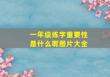 一年级练字重要性是什么呢图片大全