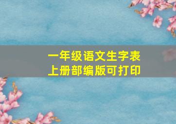 一年级语文生字表上册部编版可打印