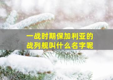 一战时期保加利亚的战列舰叫什么名字呢