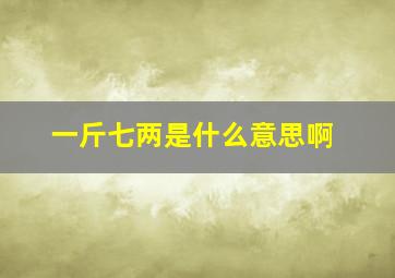 一斤七两是什么意思啊