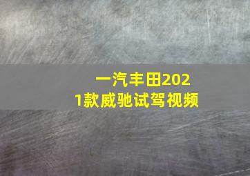 一汽丰田2021款威驰试驾视频