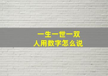 一生一世一双人用数字怎么说