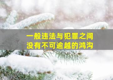 一般违法与犯罪之间没有不可逾越的鸿沟