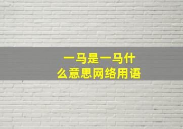 一马是一马什么意思网络用语