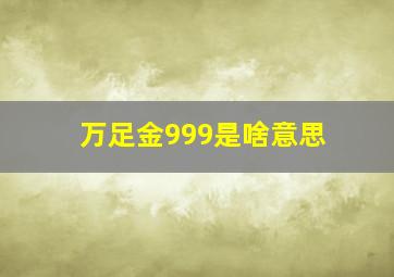 万足金999是啥意思