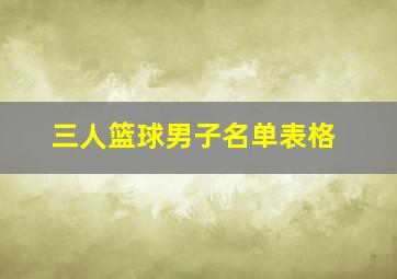 三人篮球男子名单表格