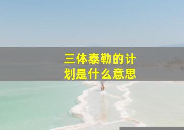 三体泰勒的计划是什么意思