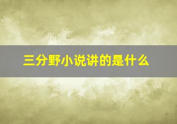 三分野小说讲的是什么