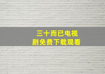 三十而已电视剧免费下载观看