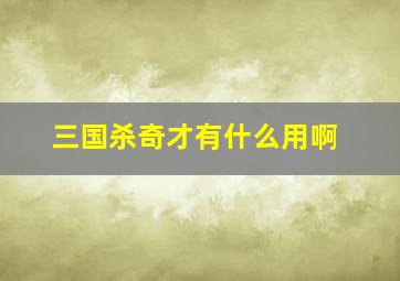 三国杀奇才有什么用啊