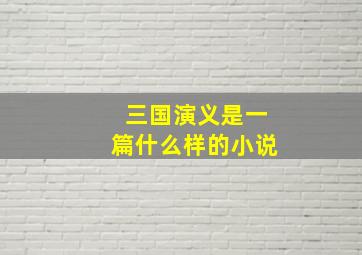 三国演义是一篇什么样的小说