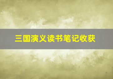 三国演义读书笔记收获