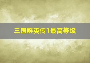 三国群英传1最高等级