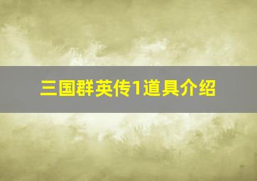 三国群英传1道具介绍