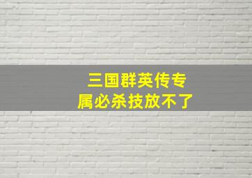 三国群英传专属必杀技放不了