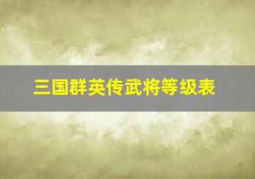 三国群英传武将等级表