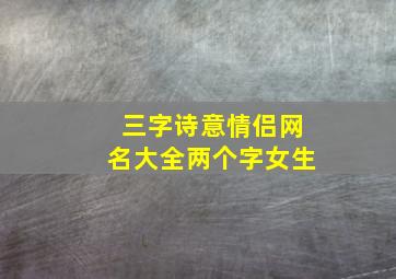 三字诗意情侣网名大全两个字女生