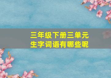 三年级下册三单元生字词语有哪些呢