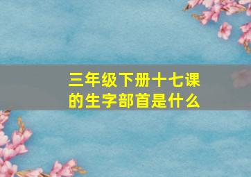 三年级下册十七课的生字部首是什么