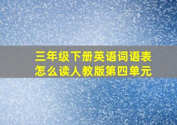 三年级下册英语词语表怎么读人教版第四单元