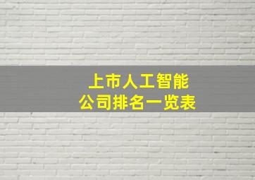 上市人工智能公司排名一览表