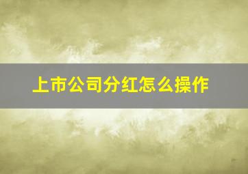 上市公司分红怎么操作