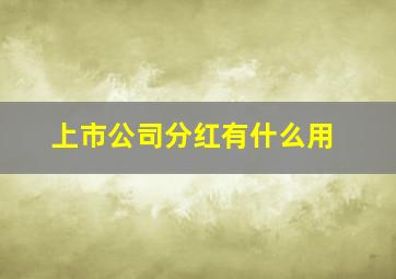 上市公司分红有什么用