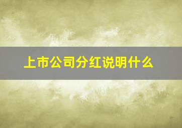 上市公司分红说明什么