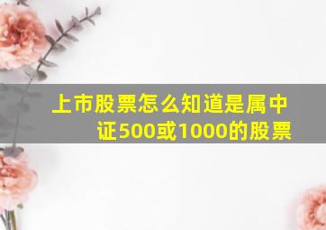 上市股票怎么知道是属中证500或1000的股票