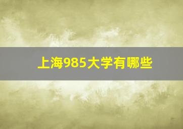 上海985大学有哪些