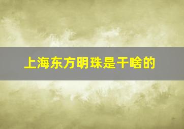 上海东方明珠是干啥的