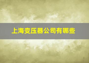 上海变压器公司有哪些