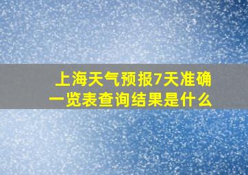 上海天气预报7天准确一览表查询结果是什么