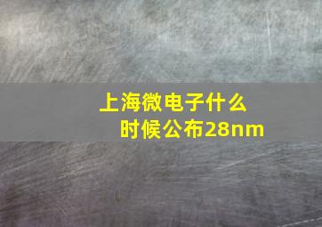 上海微电子什么时候公布28nm