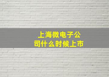 上海微电子公司什么时候上市