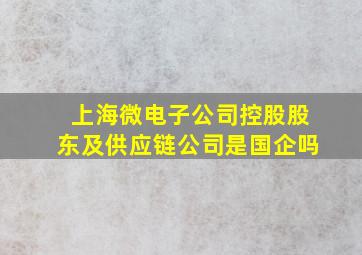 上海微电子公司控股股东及供应链公司是国企吗