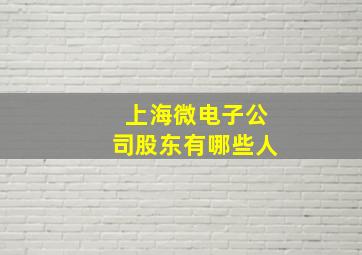 上海微电子公司股东有哪些人