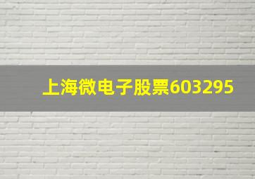 上海微电子股票603295