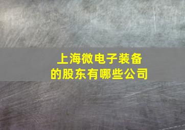 上海微电子装备的股东有哪些公司