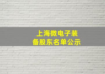 上海微电子装备股东名单公示