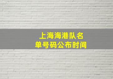 上海海港队名单号码公布时间