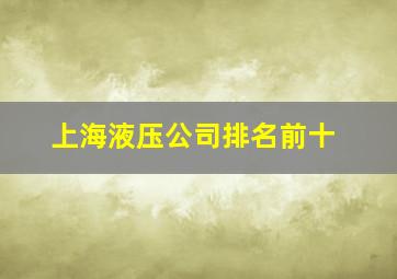 上海液压公司排名前十