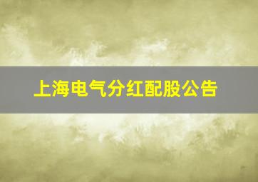 上海电气分红配股公告