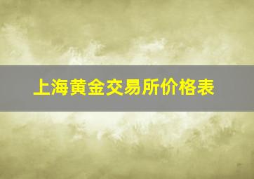 上海黄金交易所价格表