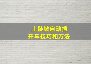 上陡坡自动挡开车技巧和方法