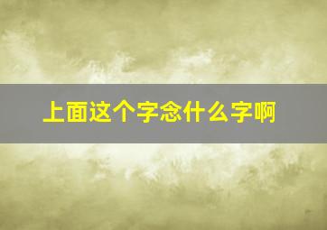 上面这个字念什么字啊