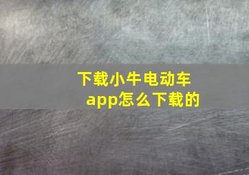 下载小牛电动车app怎么下载的