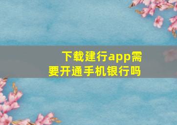 下载建行app需要开通手机银行吗