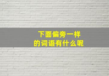 下面偏旁一样的词语有什么呢