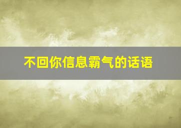 不回你信息霸气的话语